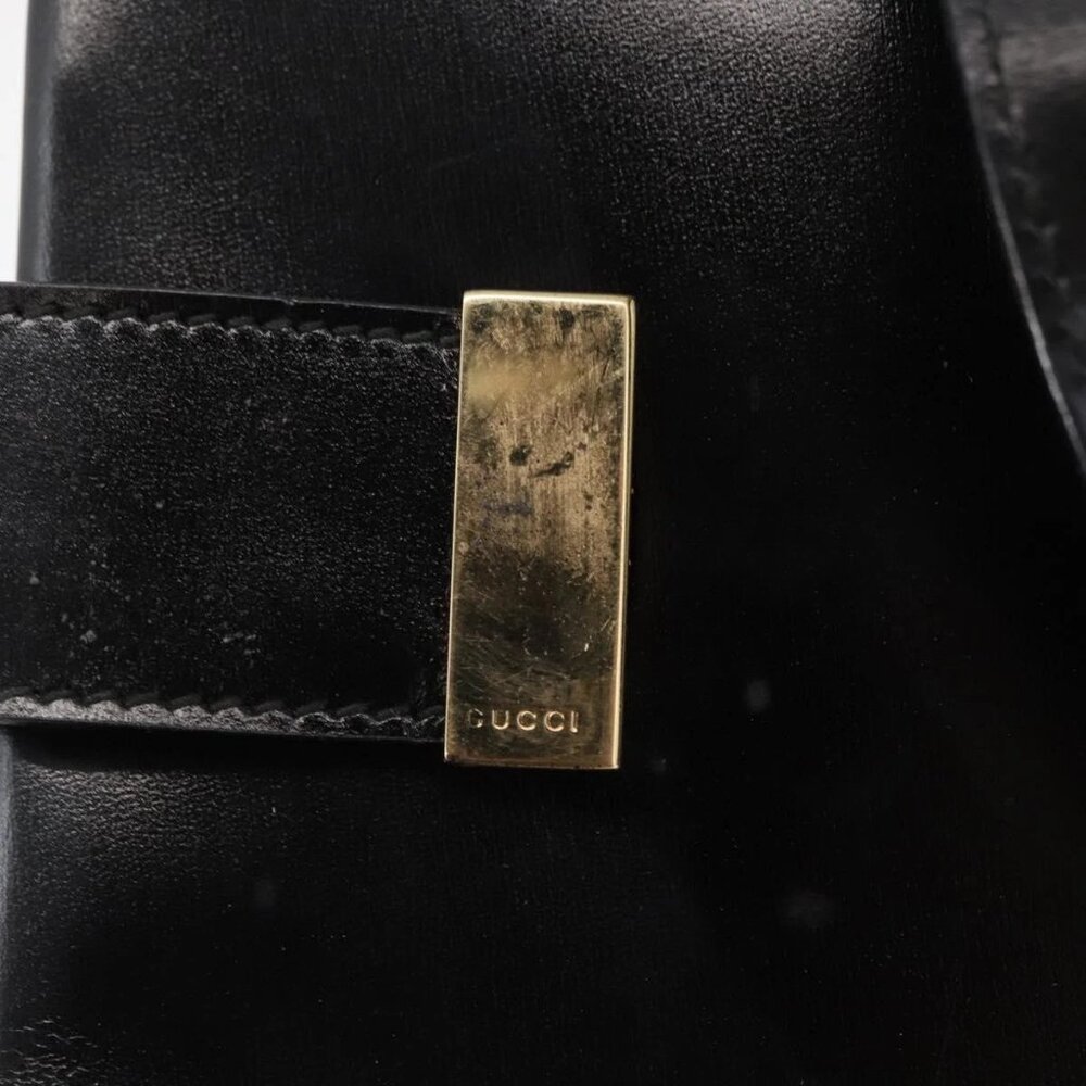 GUCCI Hand Bag Leather Black Gold 000 2046 0562 Auth 155731 - Picture 12 of 16